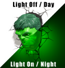 (3D Lights FX) 3D Wall Lamp Marvel Avengers - Hulk Head Only