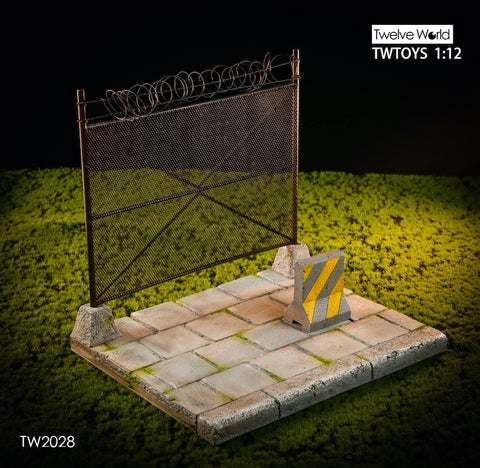 Image of (TWTOYS) (Pre-Order) TW2028 1/12 Cement floor & metal fence with barbed wire diorama - Deposit Only