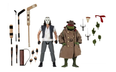 (NECA)) Teenage Mutant Ninja Turtles – 7” Scale Action Figure – Casey Jones & Raphael in Disguise 2 pack