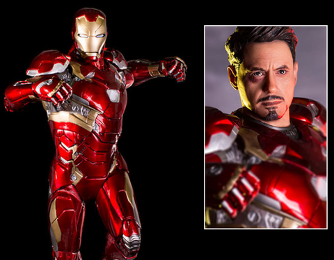 Image of (Iron Studios)  Captain America: Civil War Legacy Replica Iron Man XLVI 1/4 Scale Statue (Back in Box/Displayed)