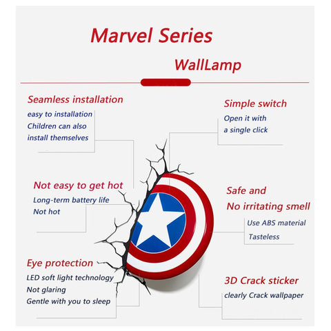 Image of (3D Lights FX) 3D Wall Lamp Marvel Avengers - Captain America Shield