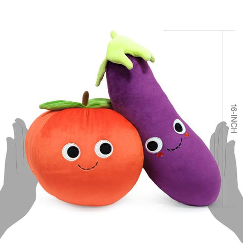 Image of (Kidrobot x Spring) (Pre-Order) Yummy World 16" Eggplant & Peach Plush - Deposit Only