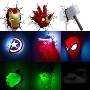 (3D Lights FX) 3D Wall Lamp Marvel Avengers - Spider Man Head Only