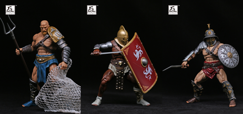 Image of (XESRAY STUDIO) (PRE-ORDER) "COMBATANTS FIGHT FOR GLORY" GLADIATOR 7 INCHES FIGURE (SET OF 3) - DEPOSIT ONLY
